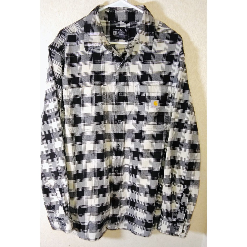 Carhartt Plaid Rugged Flex Men's Button Front L/S Relaxed Fit Flannel Shirt L